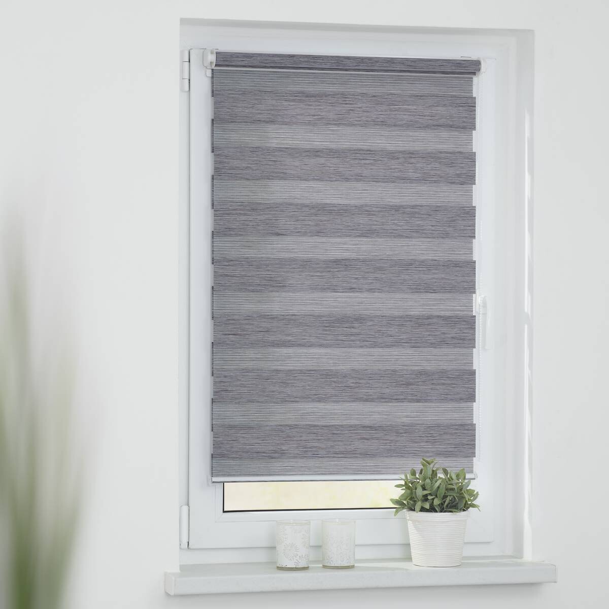 LICHTBLICK Doppelrollo Duo meliert dunkelgrau B/L: ca. 80x150 cm