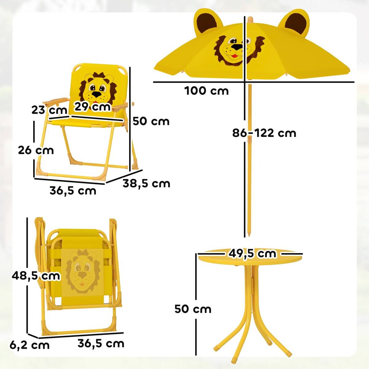 AIYAPLAY Garten-Kindersitzgruppe gelb Polyester B/H/L: ca. 49,5x50x49,5 cm