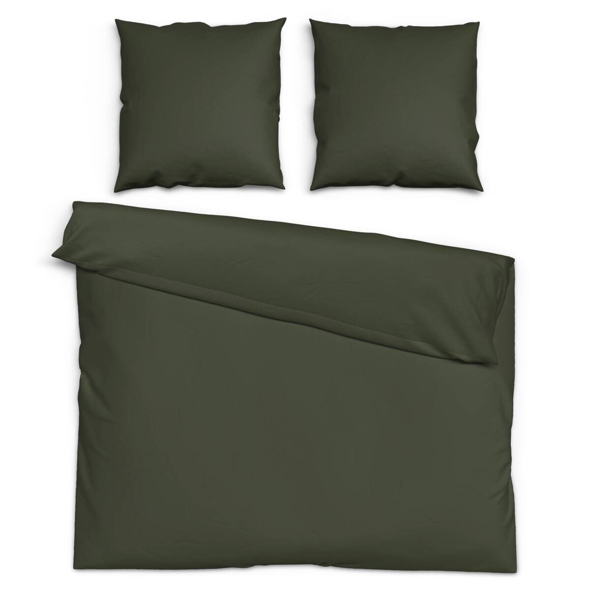 Baumwoll Bettwäsche dunkelgrün Baumwolle B/L: ca. 200x200 cm