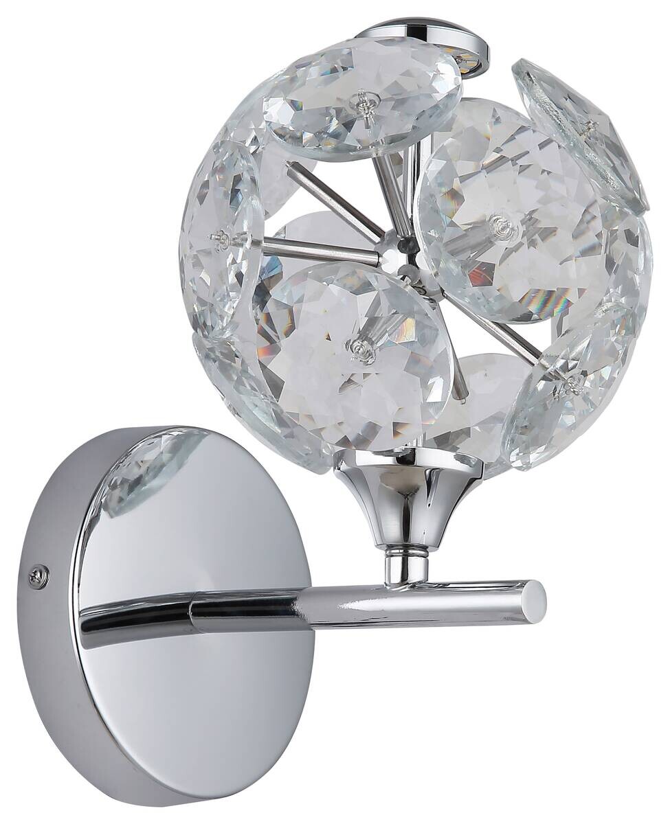 GLOBO Wandleuchte Chrom klar Metall Glas H: ca. 24 cm 1 Brennstellen