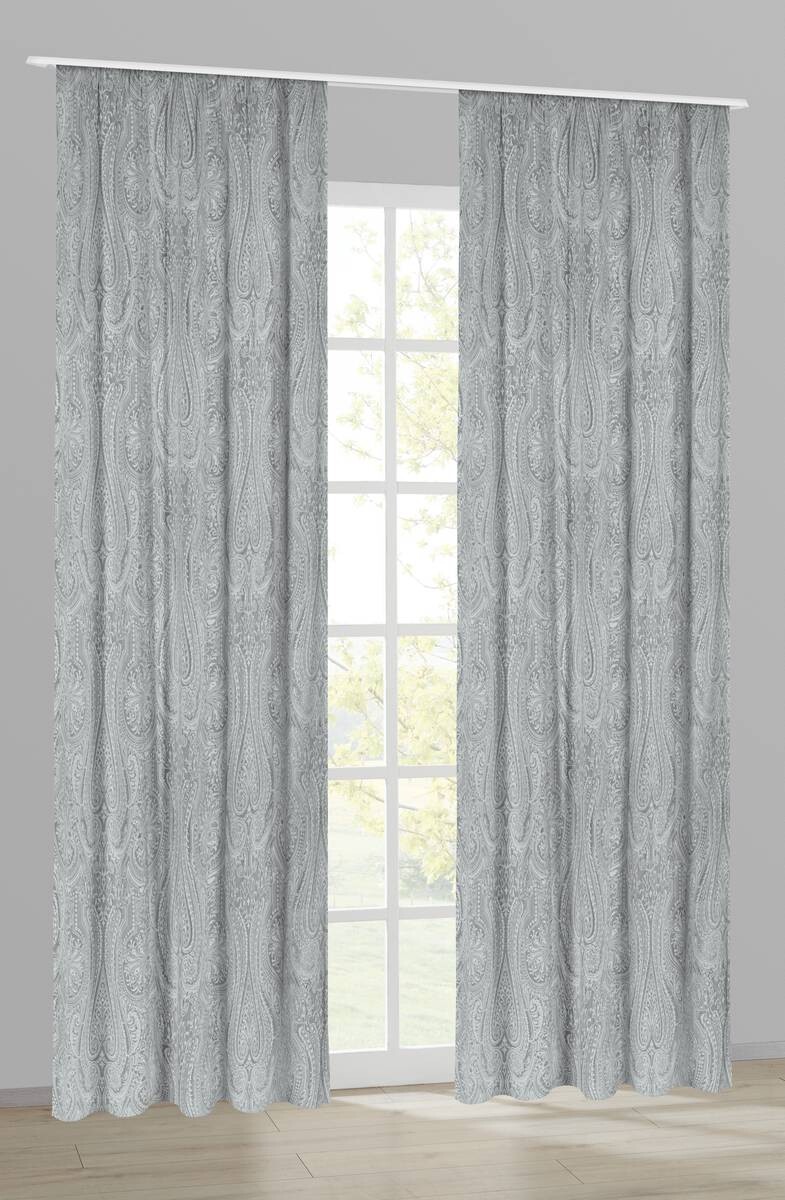 Dekovorhang Paisley silber B/L: ca. 140x245 cm