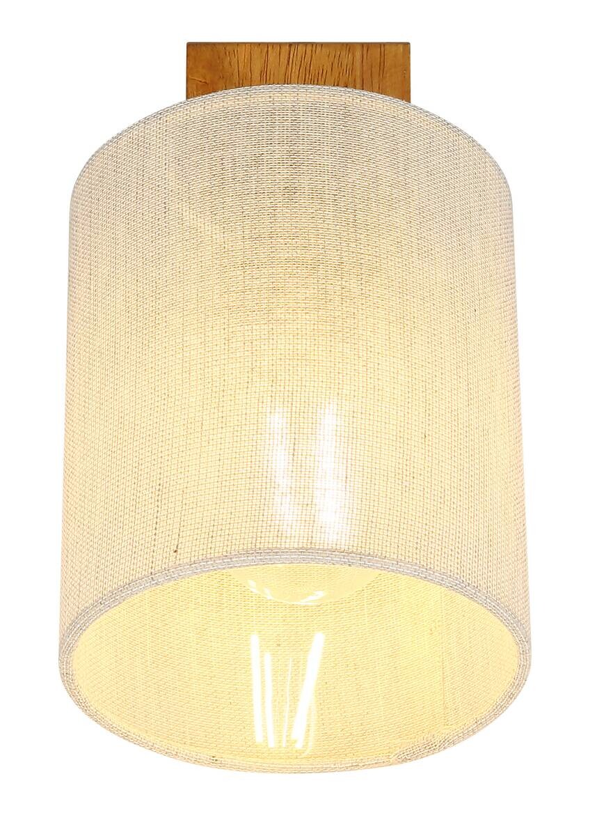 GLOBO Spot JULE braun Leinen Holz B/H: ca. 13x18,5 cm E27 1 Brennstellen