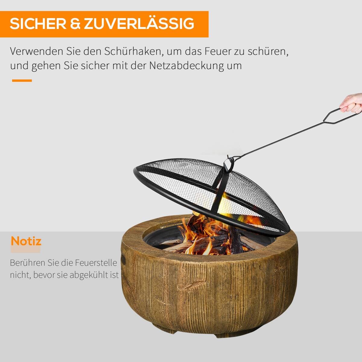 Outsunny Feuerstelle Metall B/H/L: ca. 61,5x39x61,5 cm