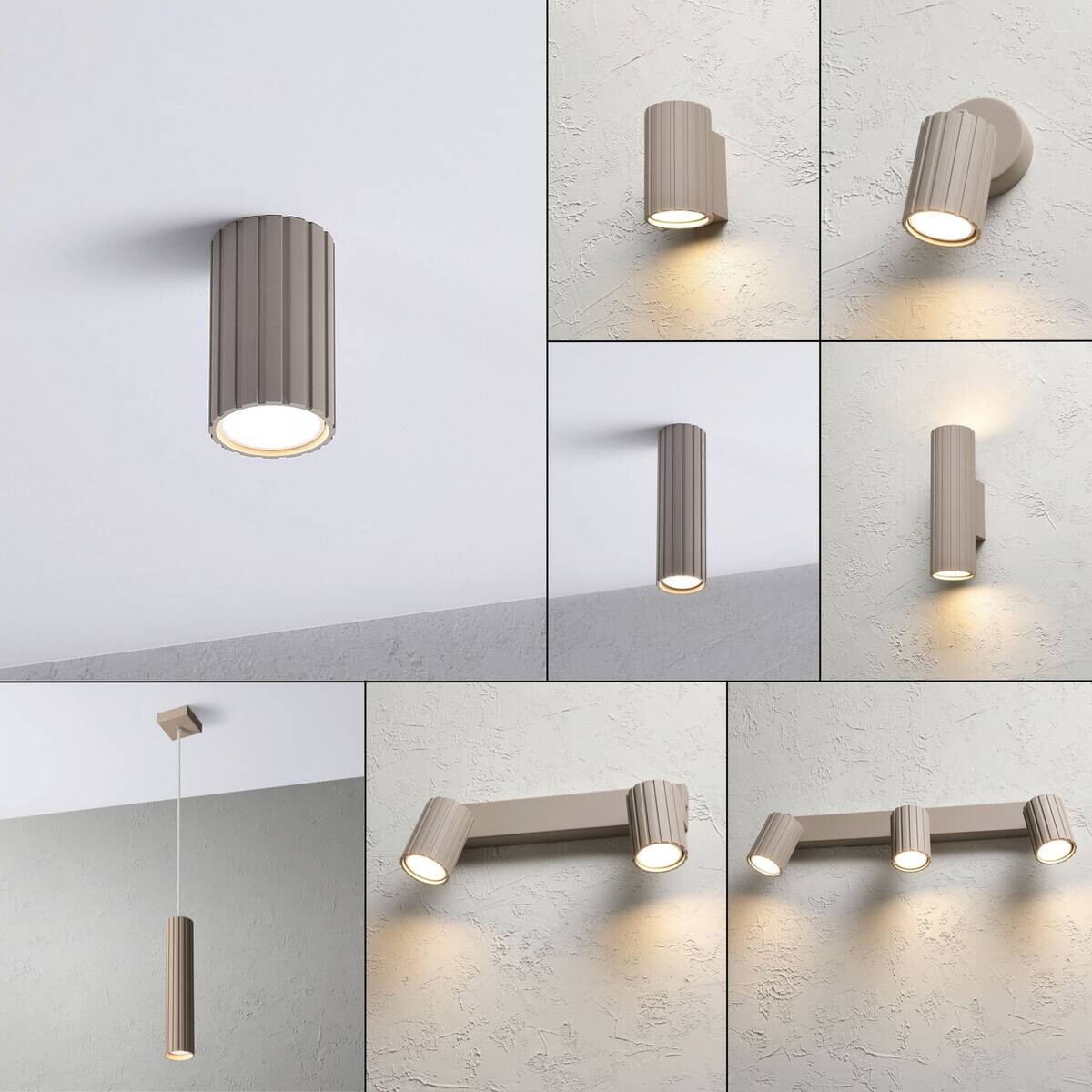 Lamkur Strahler Prisma beige Stahl B/H/L: ca. 6,5x10x6,5 cm 1 Brennstellen