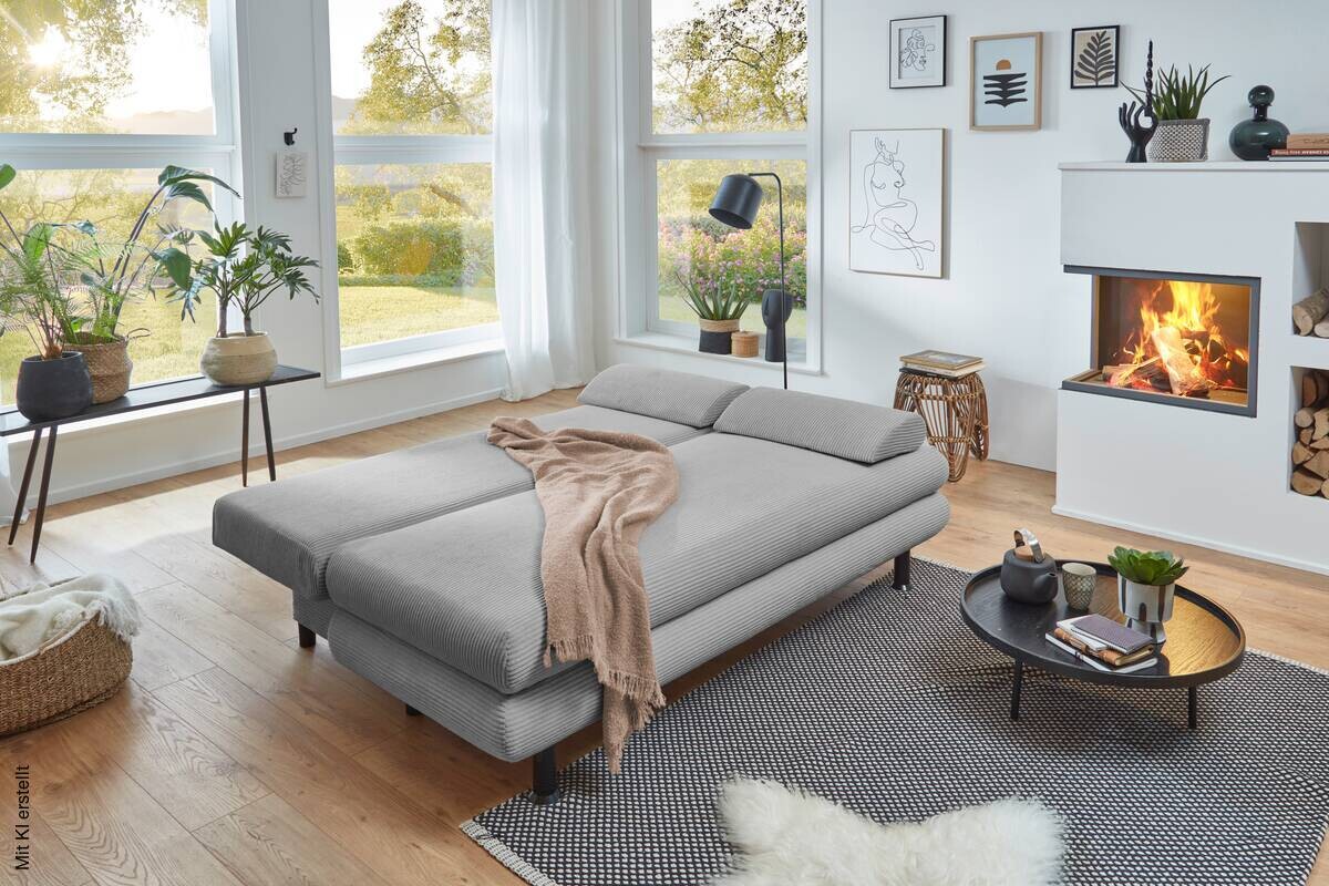 Schlafsofa Bern silber Microfaser B/H/T: ca. 190x93x92 cm