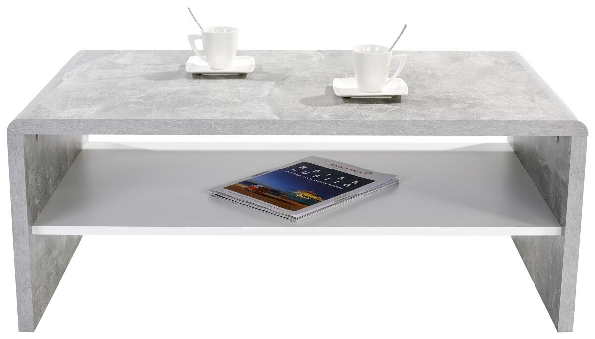 Couchtisch Cala Luna C4T02 Beton Optik Alpinweiß Nachbildung B/H/T: ca. 100x40x59 cm