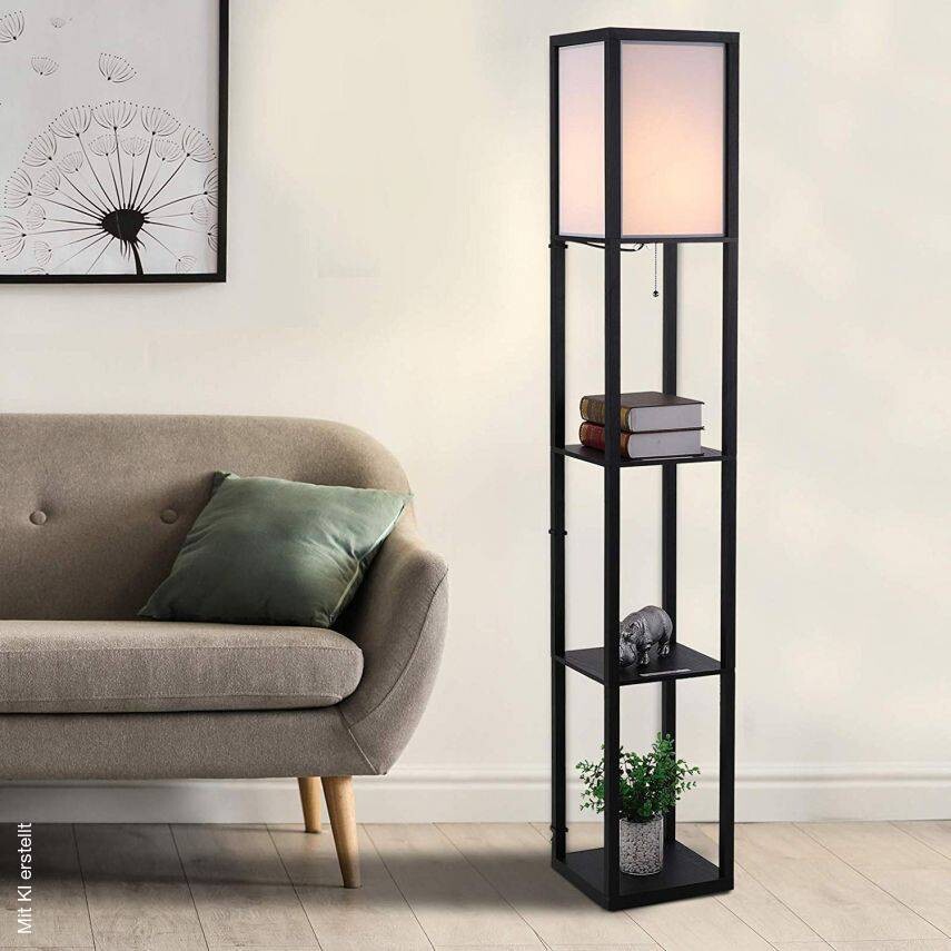 HOMCOM Stehlampe 833-623 schwarz MDF Stoff B/H/T: ca. 26x160x26 cm E27 1 Brennstellen