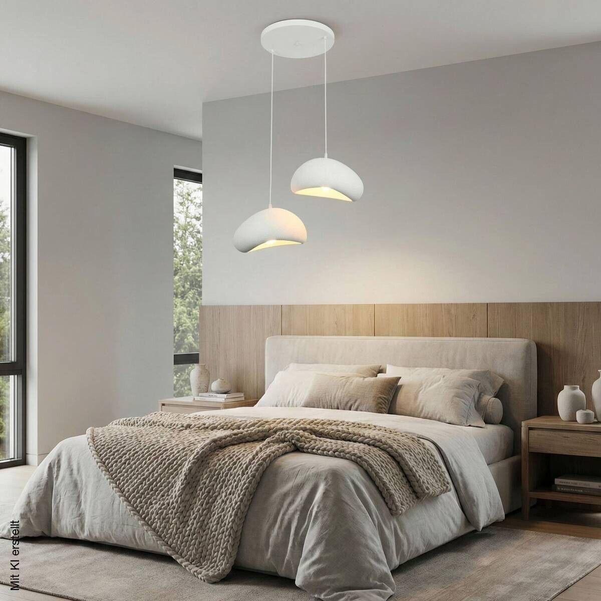 Opviq Pendelleuchte weiß B/H/T: ca. 45x106x45 cm E27 2 Brennstellen