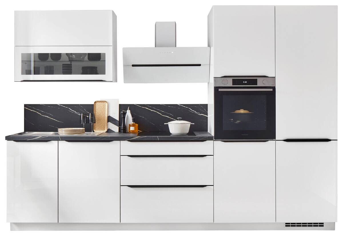 nobilia Küchenblock Novalux Alpinweiß Hochglanz B/H/T: ca. 320x208,8x60 cm