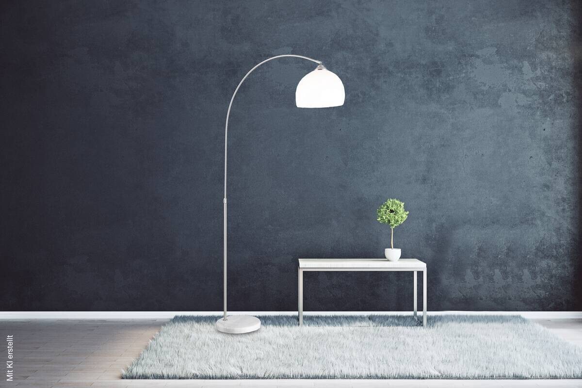 GLOBO Stehlampe nickel matt weiß Metall Kunststoff B/H/T: ca. 30x196x92 cm E27 1 Brennstellen