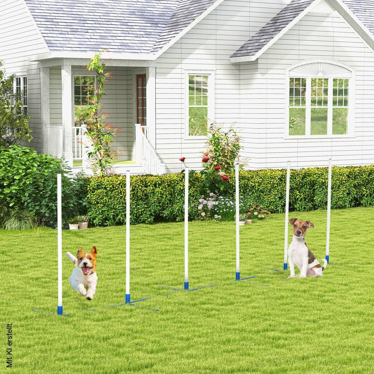 PawHut Hunde-Agility-Set blau Kunststoff B/H/L: ca. 60x94x305 cm