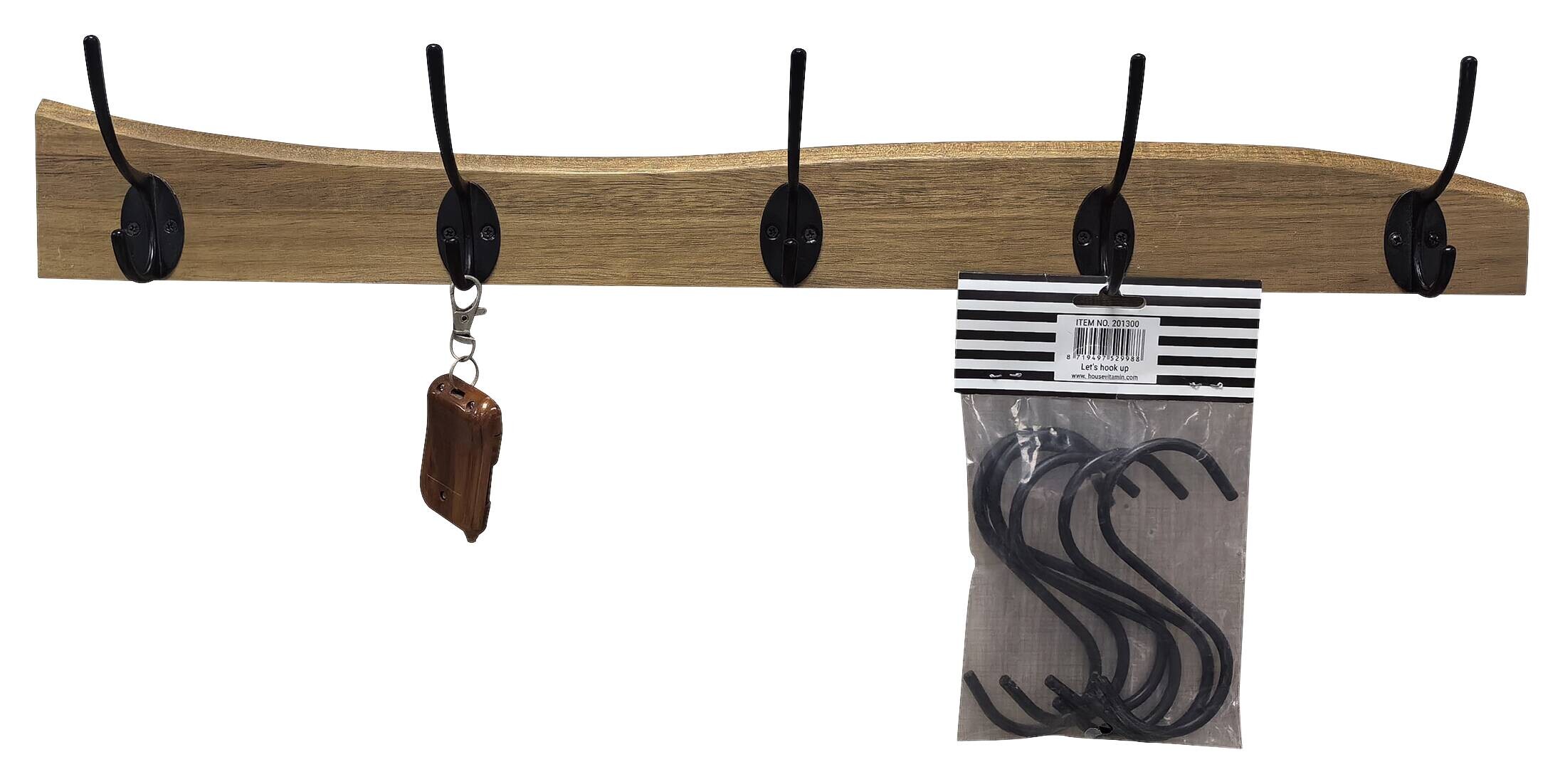 Wandgarderobe Bea braun schwarz B/H/T: ca. 60x10x8 cm