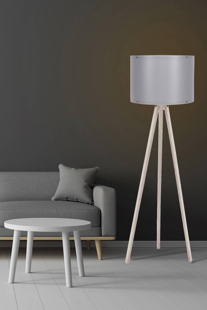 Opviq Stehlampe creme grau MDF Polypropylen B/H/L: ca. 38x145x38 cm E27 1 Brennstellen