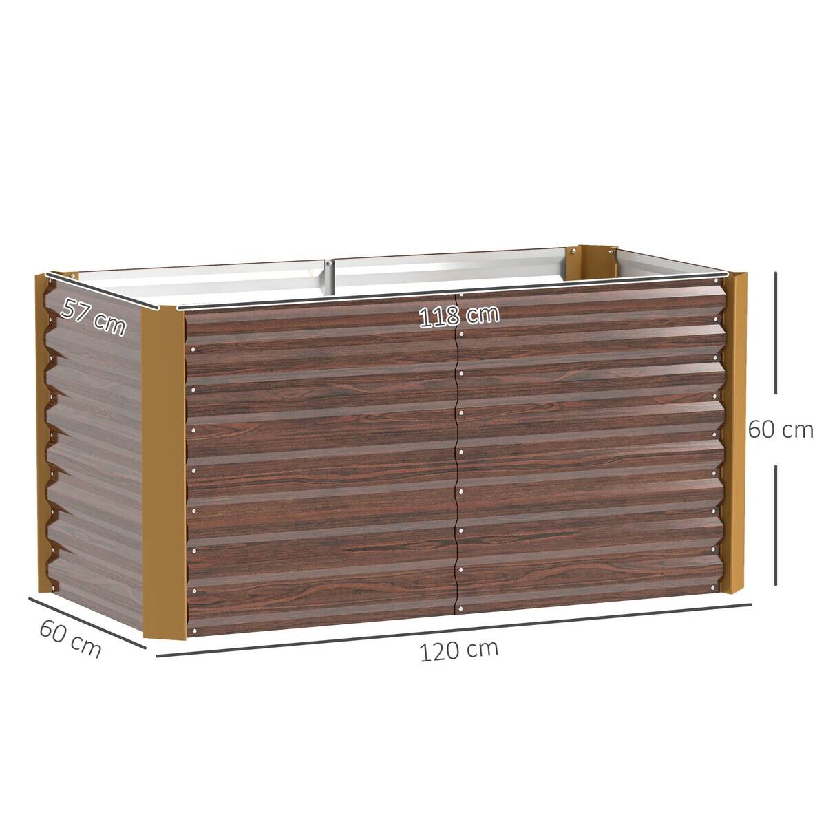 Outsunny Hochbeet 2er Set braun Stahl B/H/L: ca. 60x60x120 cm