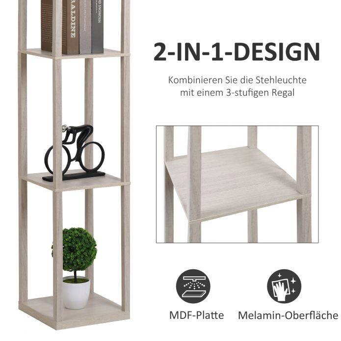 HOMCOM Stehleuchte 833-623V90AK 833-623V90AK Eiche weiß Acryl Kunststoff B/H/L: ca. 26x160x26 cm E27 1 Brennstellen