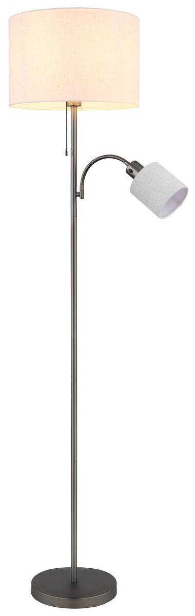 GLOBO Stehleuchte schwarz creme Metall Leinen H/D: ca. 165x38 cm E27 2 Brennstellen