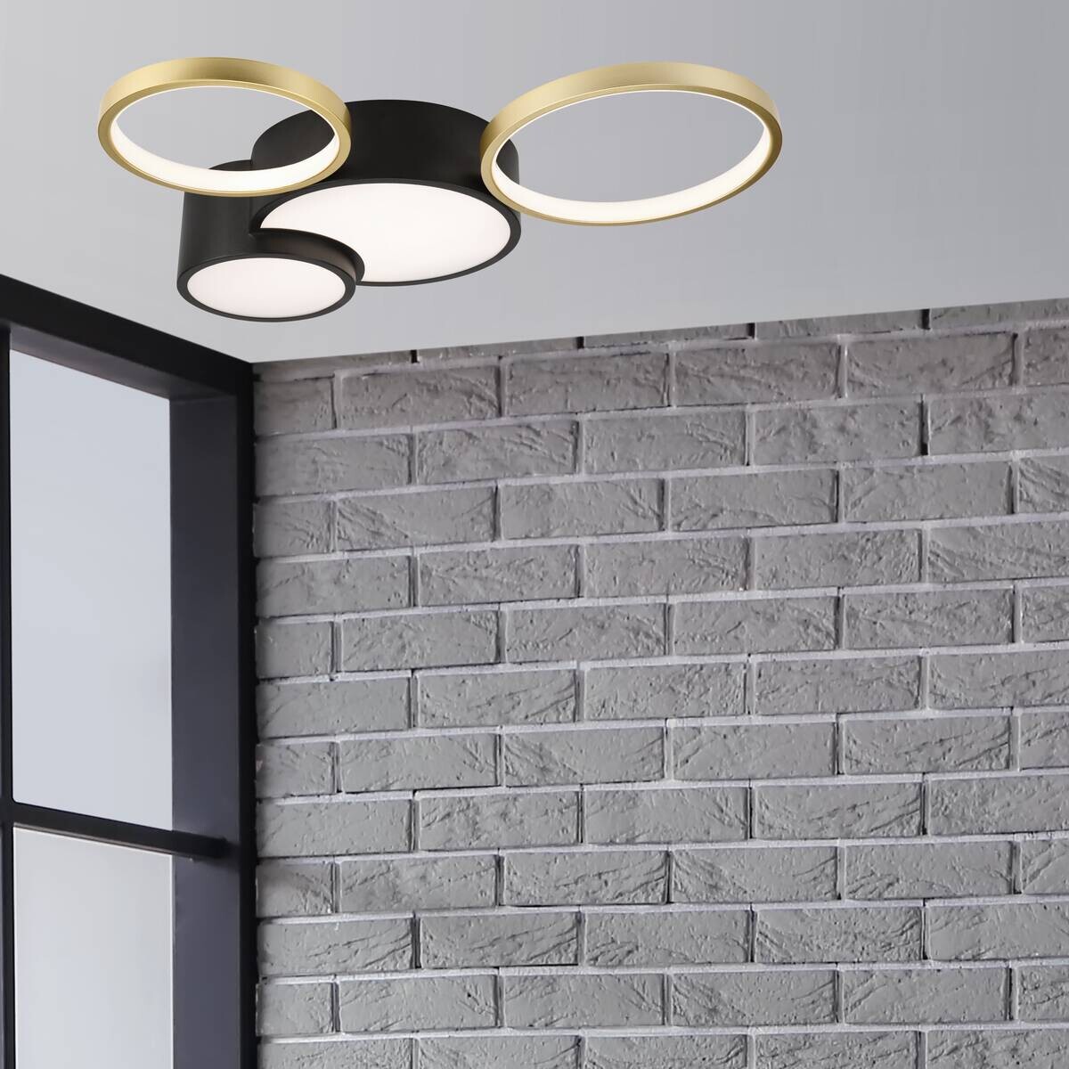 Lamkur LED-Deckenleuchte ALIZEE 50980 schwarz gold PVC Stahl H/L: ca. 9,5x60 cm 3 Brennstellen