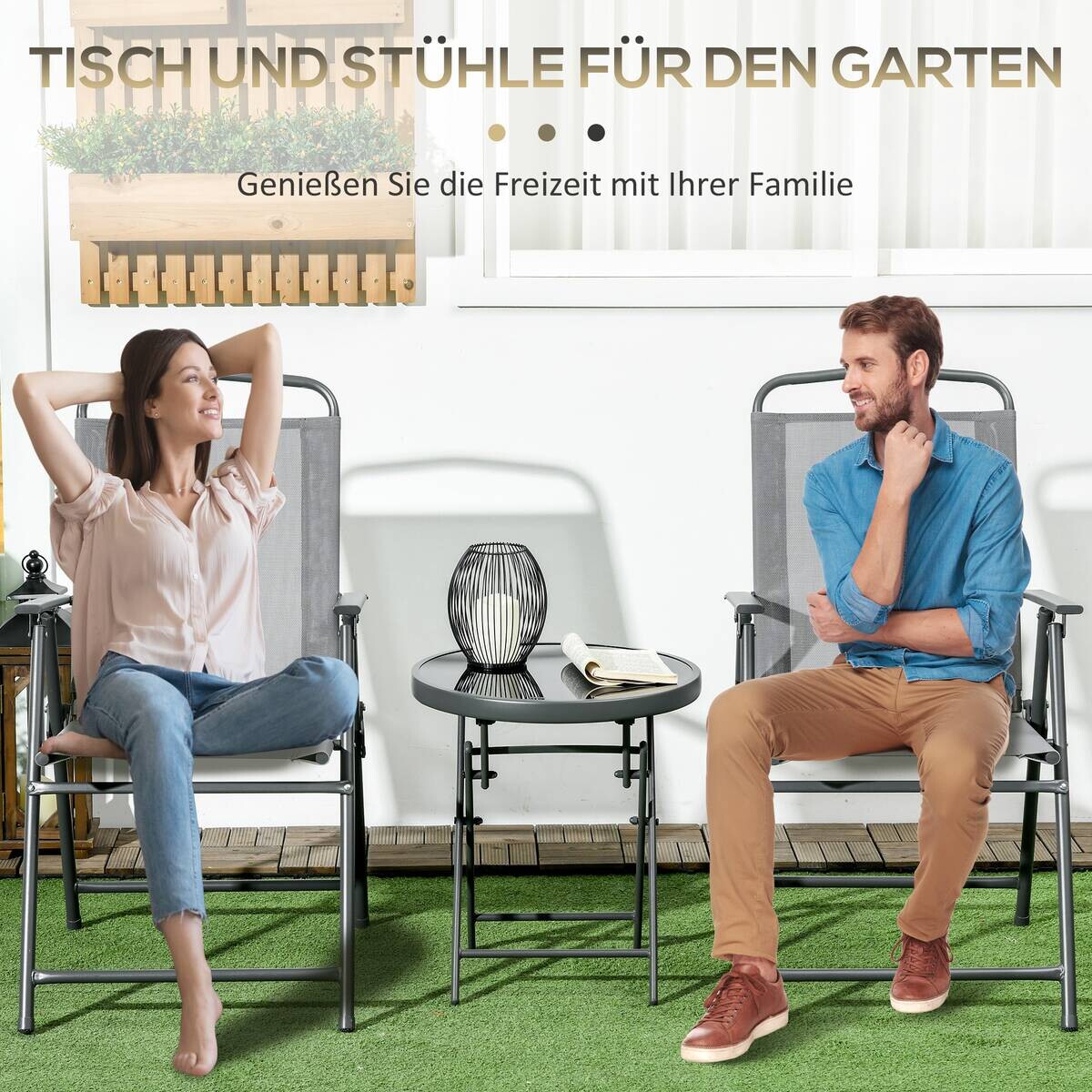 Outsunny Bistro-Set hellgrau Mesh B/H/L: ca. 64x93x53,5 cm