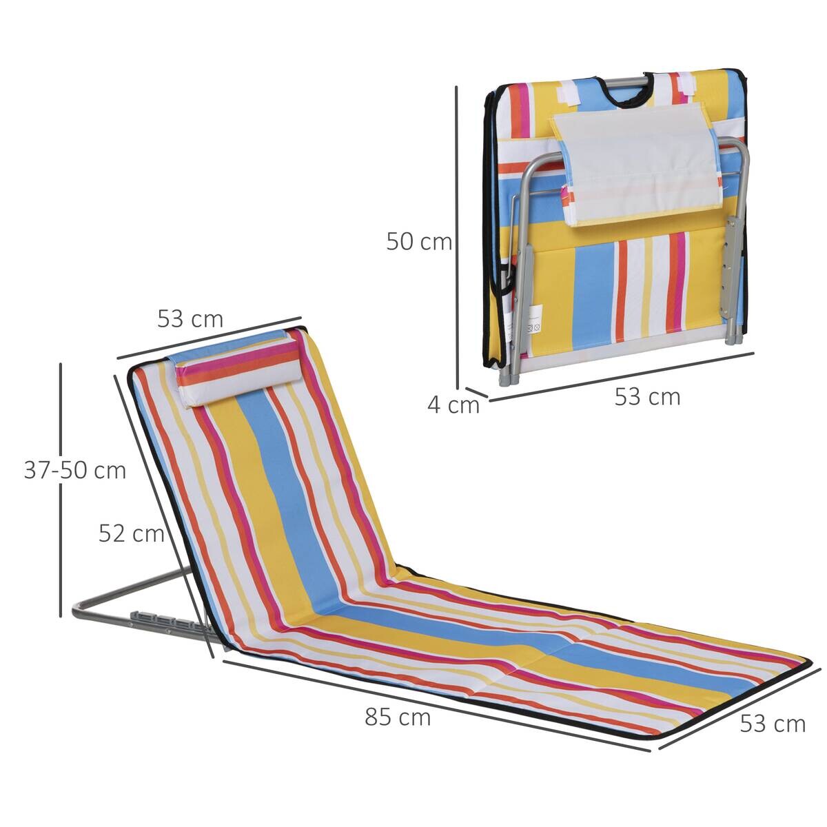 Outsunny Strandliege 2er Set mehrfarbig Stahl B/H/L: ca. 53x45x124 cm