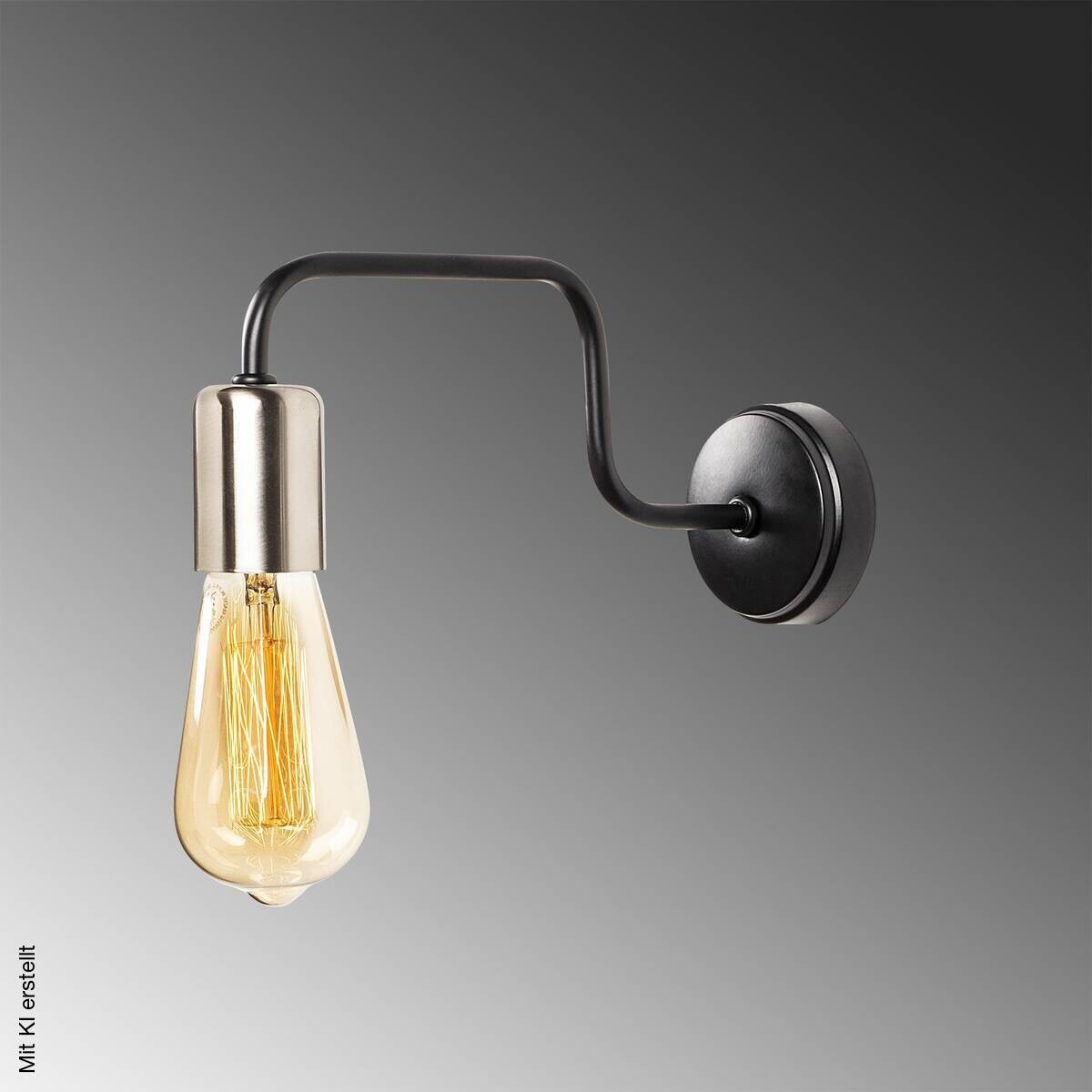Opviq Wandleuchte nickel schwarz Eisen B/H/L: ca. 28x11x4 cm E27 1 Brennstellen