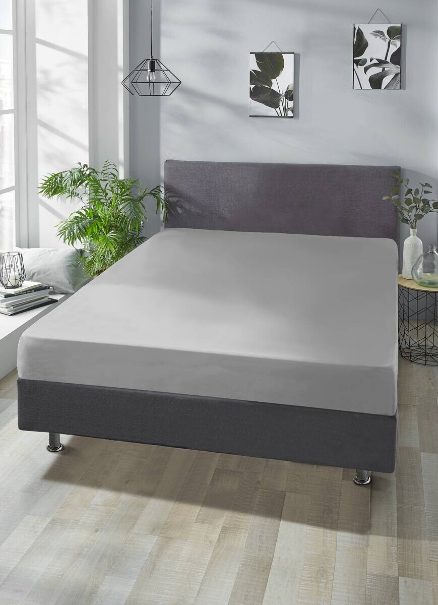 Boxspring Spannbetttuch silber Baumwolle B/L: ca. 140x200 cm