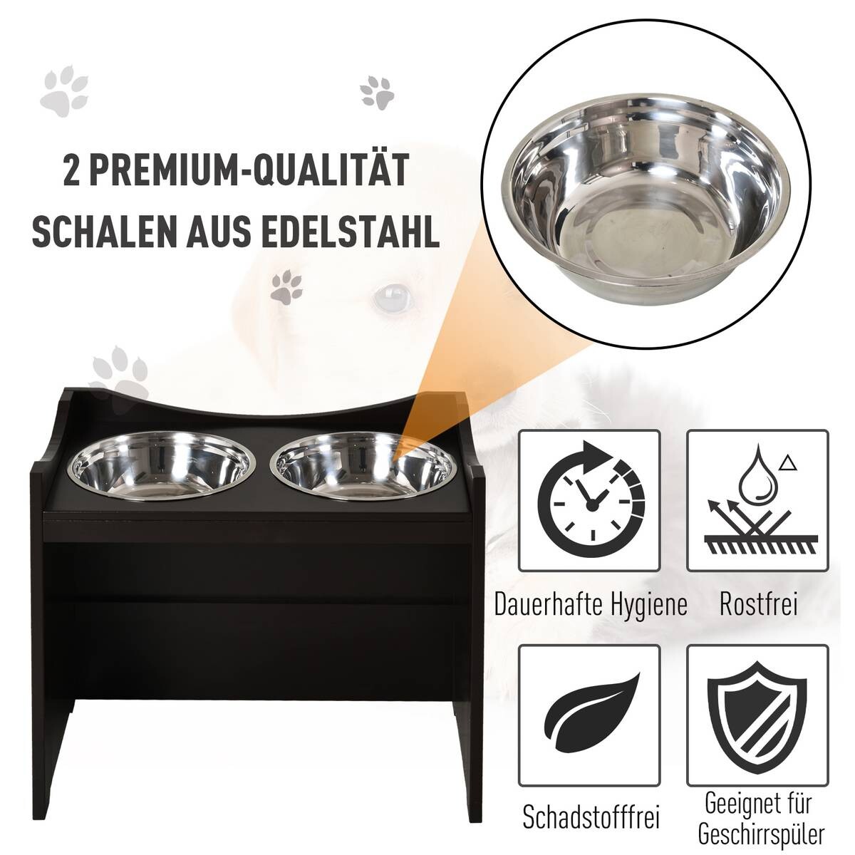 PawHut Futterstation dunkelbraun MDF B/H/T: ca. 54x47x32 cm