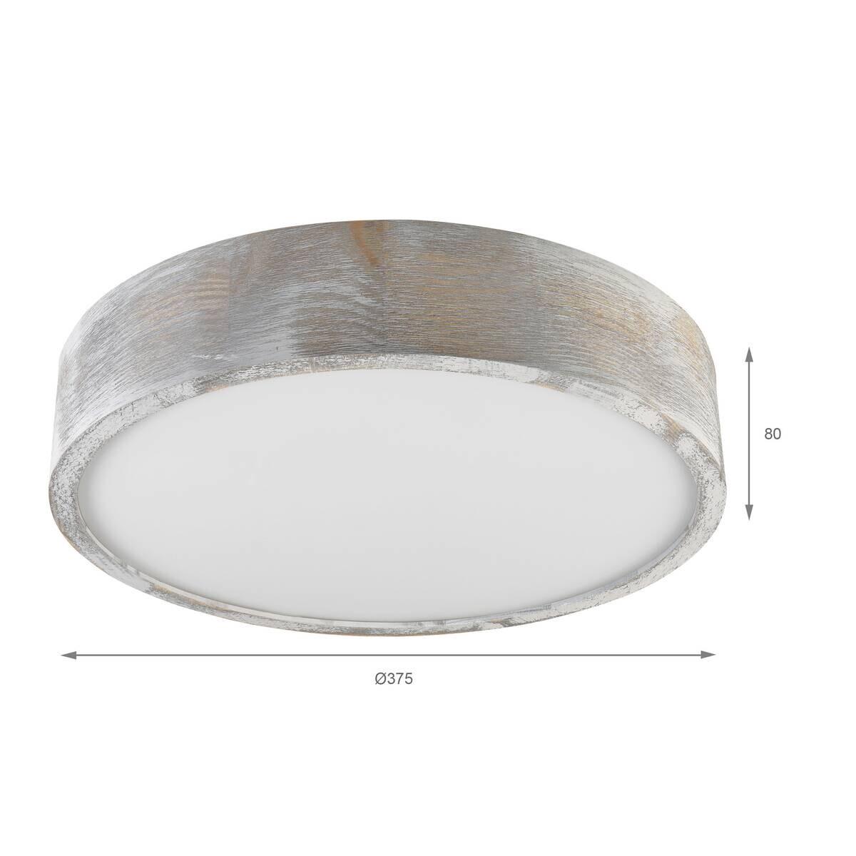 Lamkur Deckenleuchte hellbraun weiß Glas Holz B/H/L: ca. 38,5x12x38,5 cm 3 Brennstellen