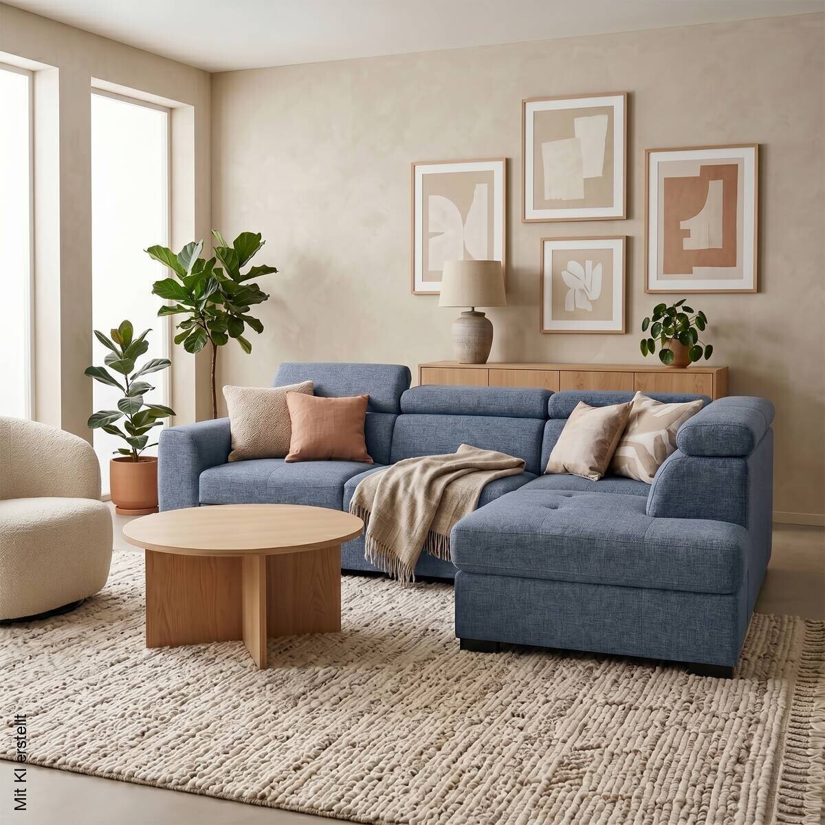 Ecksofa mit Bettfunktion und Bettkasten Ocean Webstoff B/H/T: ca. 245x184x87 cm