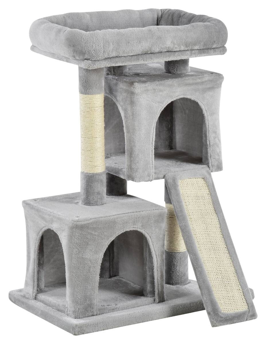 PawHut Kratzbaum hellgrau Spanplatte B/H/L: ca. 39x83x59 cm