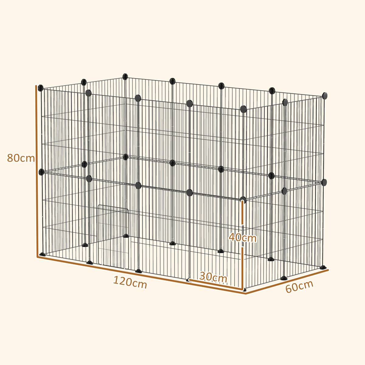 PawHut Kleintiergehege schwarz Stahl B/H/L: ca. 60x80x120 cm