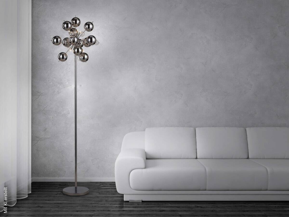 Näve Leuchten Stehlampe 2027942 Chrom Glas Metall B/H/T: ca. 50x169x50 cm 6 Brennstellen