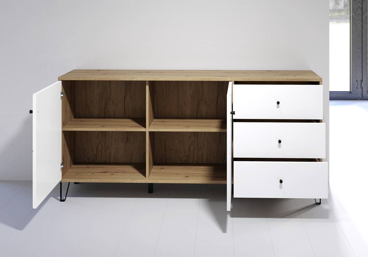Sideboard Touch Eiche Artisan Nachbildung weiß matt B/H/T: ca. 183x76x40 cm