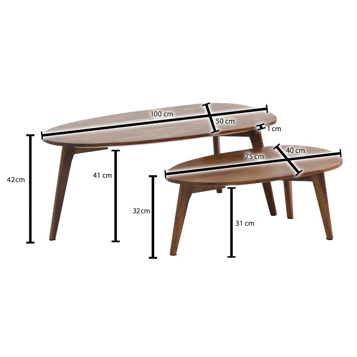 Wohnling Couchtisch 2er.-Set. B/H/T: ca. 100x42x50 cm