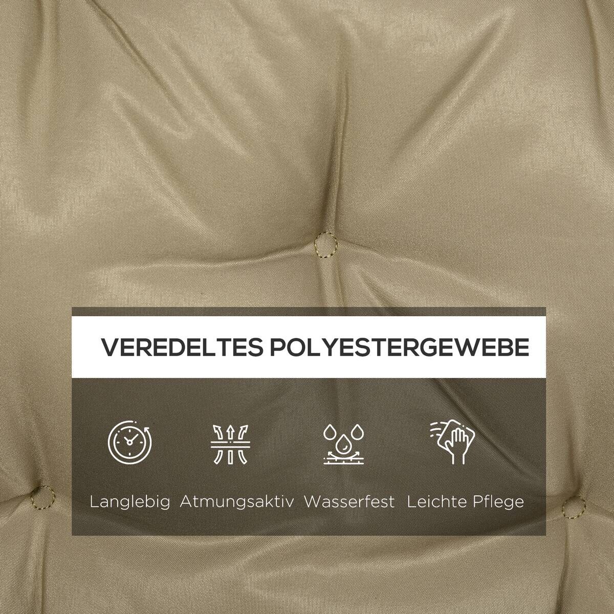 Outsunny Bankauflage khaki Schaumstoff B/H/L: ca. 98x8x150 cm
