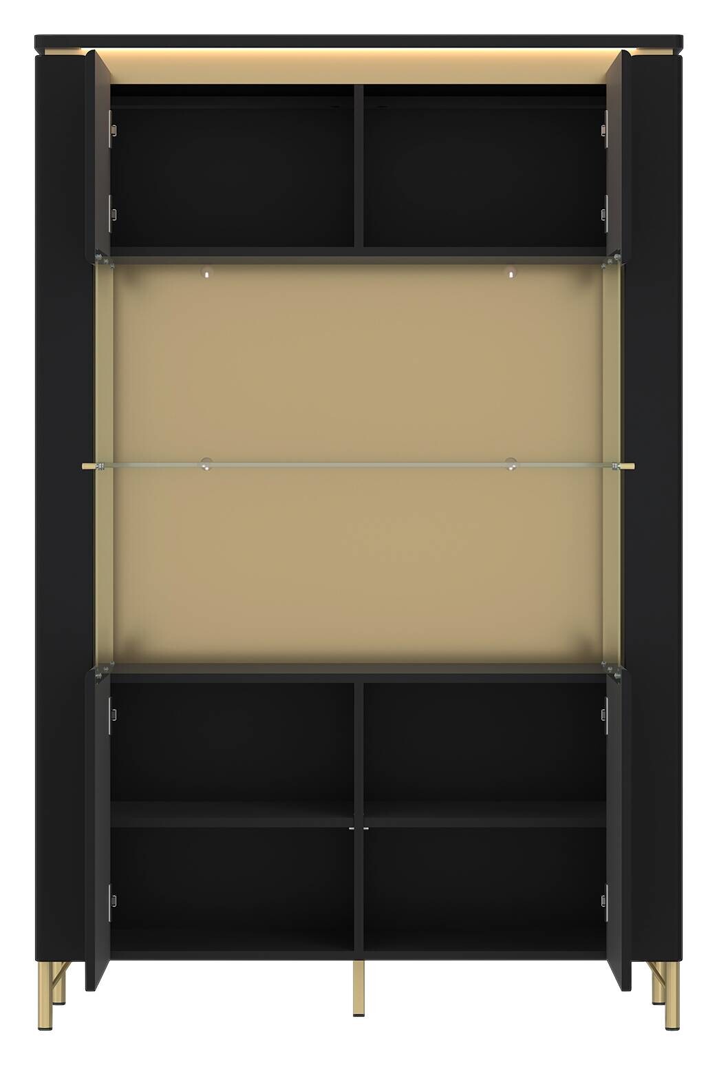 Highboard Norica schwarz matt gold Optik B/H/T: ca. 110x169x40 cm