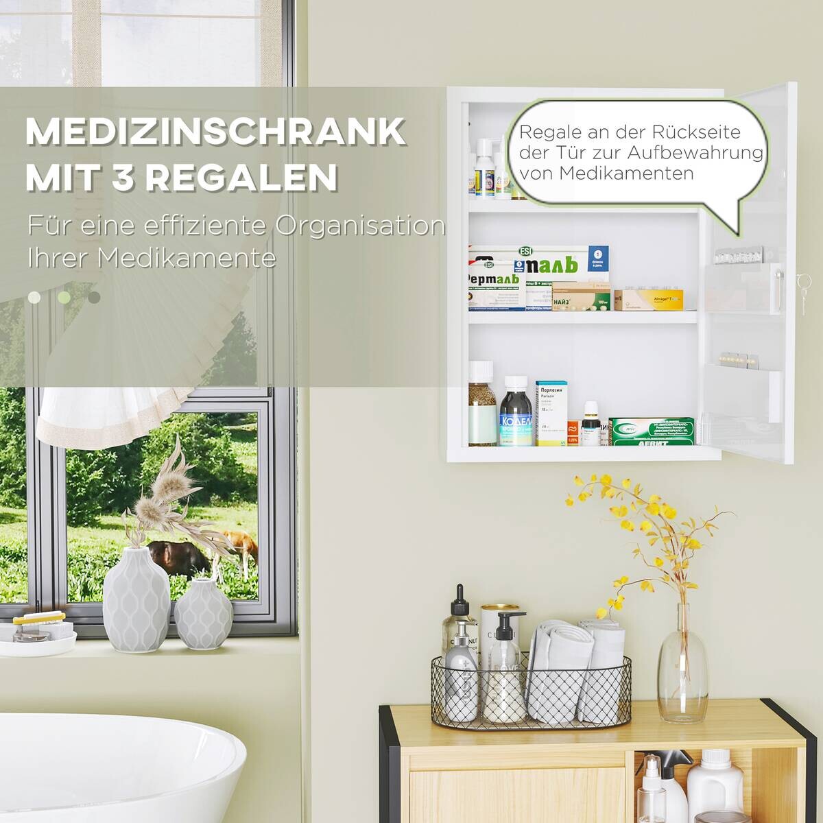 Medizinschrank weiß Polypropylen B/H/L: ca. 15x40x53,5 cm