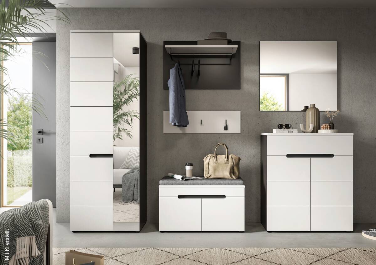 Garderobe Canu basaltgrau Nachbildung weiß B/H/T: ca. 255x190x37 cm