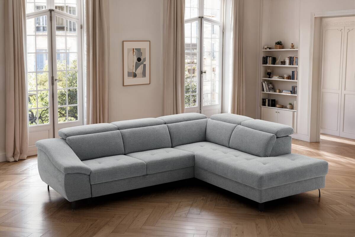 Ecksofa mit Bettfunktion grau Flachgewebe B/H/T: ca. 280x96x238 cm