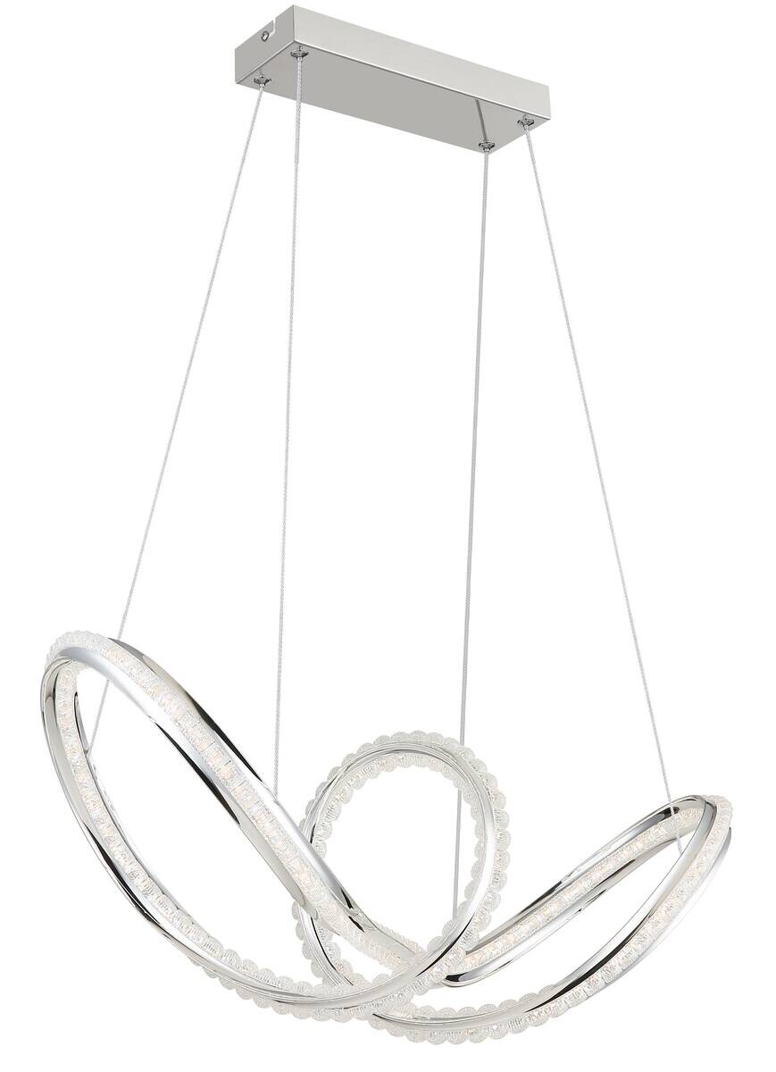 GLOBO LED-Hängeleuchte Chrom klar Metall Kunststoff B/H/L: ca. 28x120x60 cm 1.0 Brennstellen