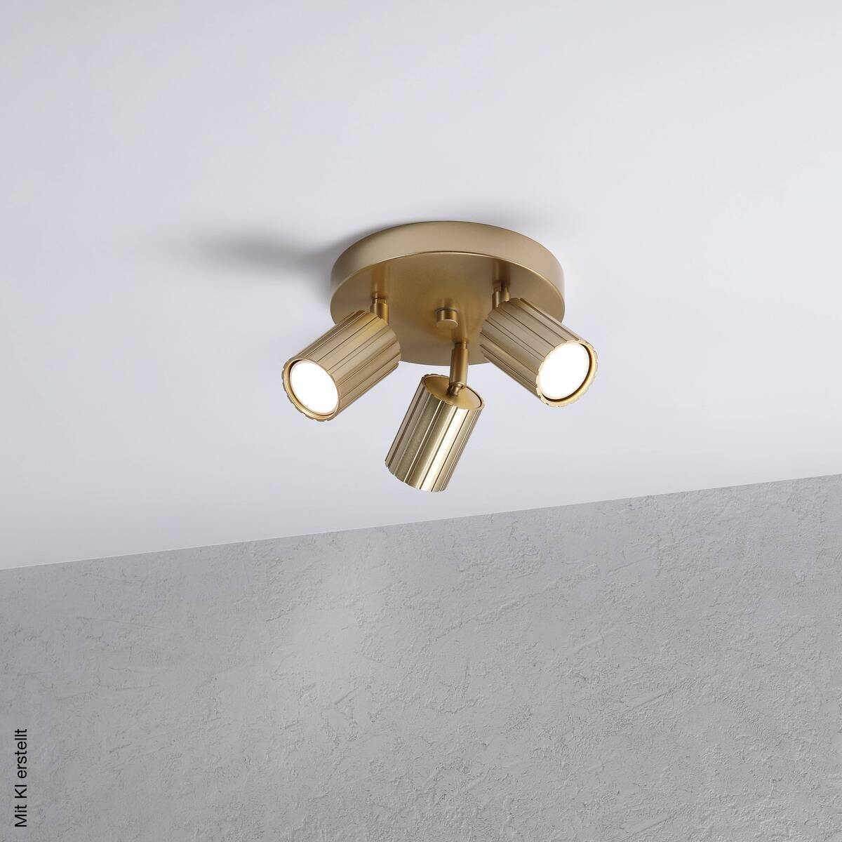 Lamkur Strahler Prisma gold Stahl B/H/L: ca. 18x19,5x18 cm 3 Brennstellen