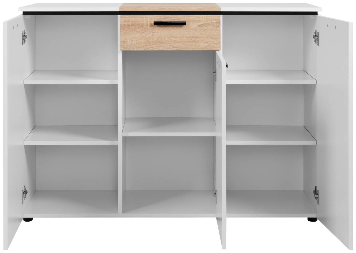 Kommode Mystery weiß Eiche Sonoma Nachbildung B/H/T: ca. 117x84x39 cm
