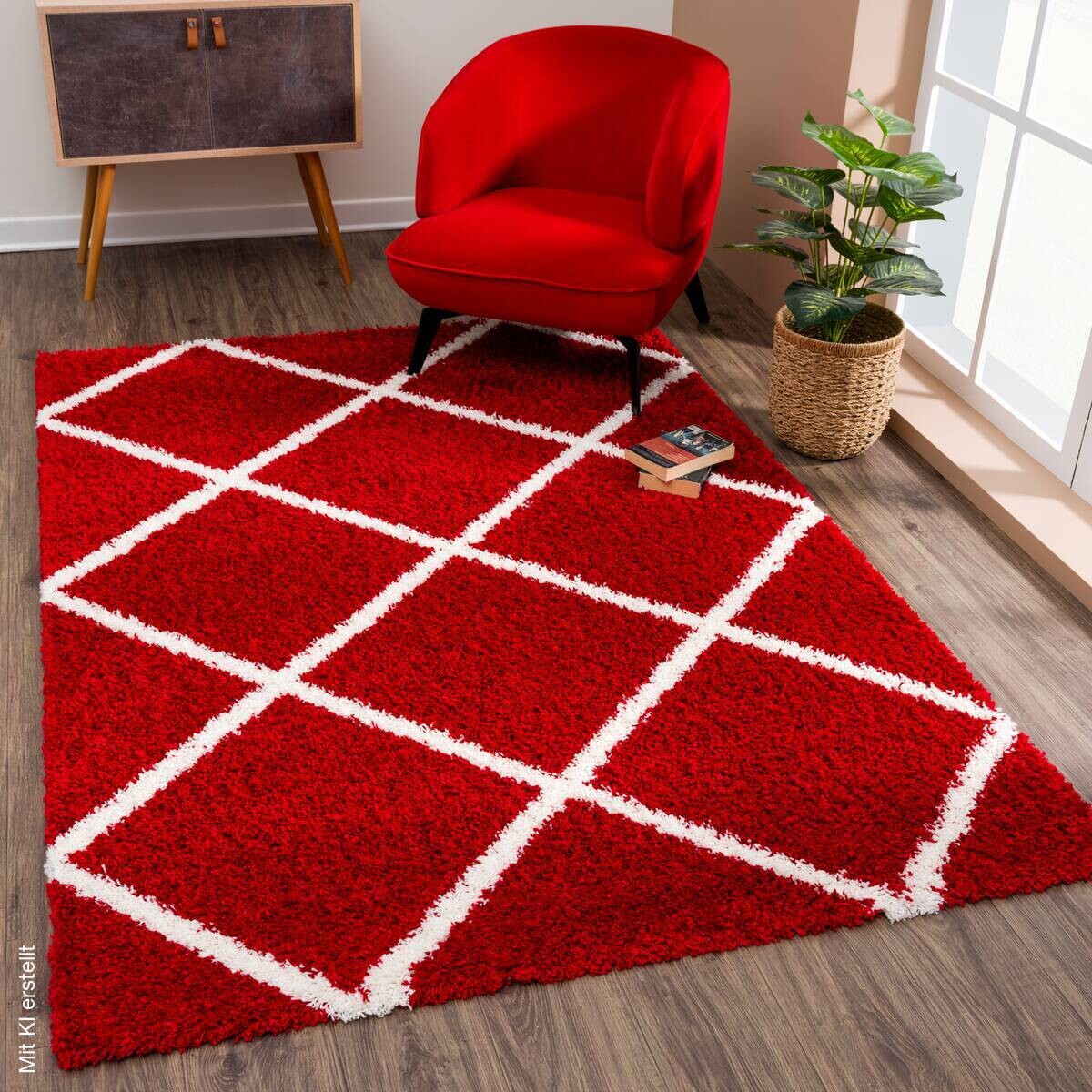 Sanat Hochflorteppich MADRID rot B/L: ca. 140x200 cm