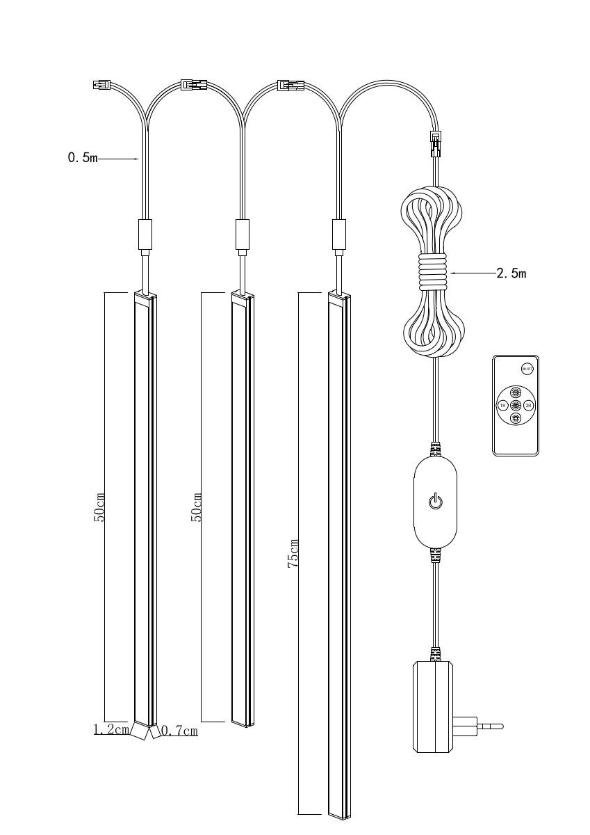 Nolo LED-Leuchtenset für Akustik-Paneele C16542PN L: ca. 75 cm
