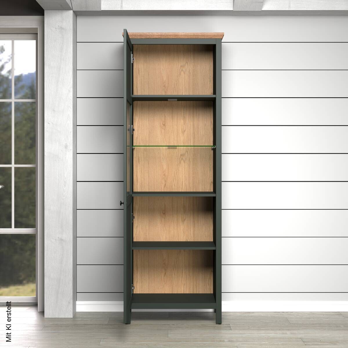 Vitrine Stanton tannengrün Eiche Evoke Coast Nachbildung B/H/T: ca. 69x198x39 cm