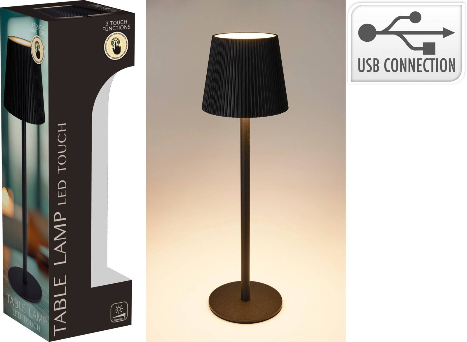 LED-Tischleuchte schwarz Eisen H/D: ca. 36x10,5 cm
