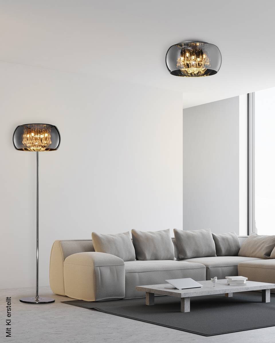 TRIO Deckenleuchte Vapore Chrom Glas H/D: ca. 22x40 cm G9 5 Brennstellen