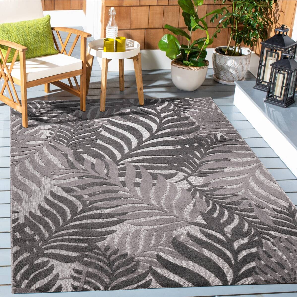 Sanat Outdoorteppich FLORAL grau B/L: ca. 60x110 cm
