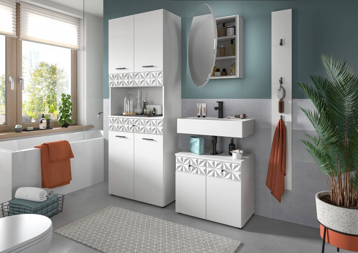 Badezimmer-Set Prisma weiß B/H/T: ca. 60x187x37 cm