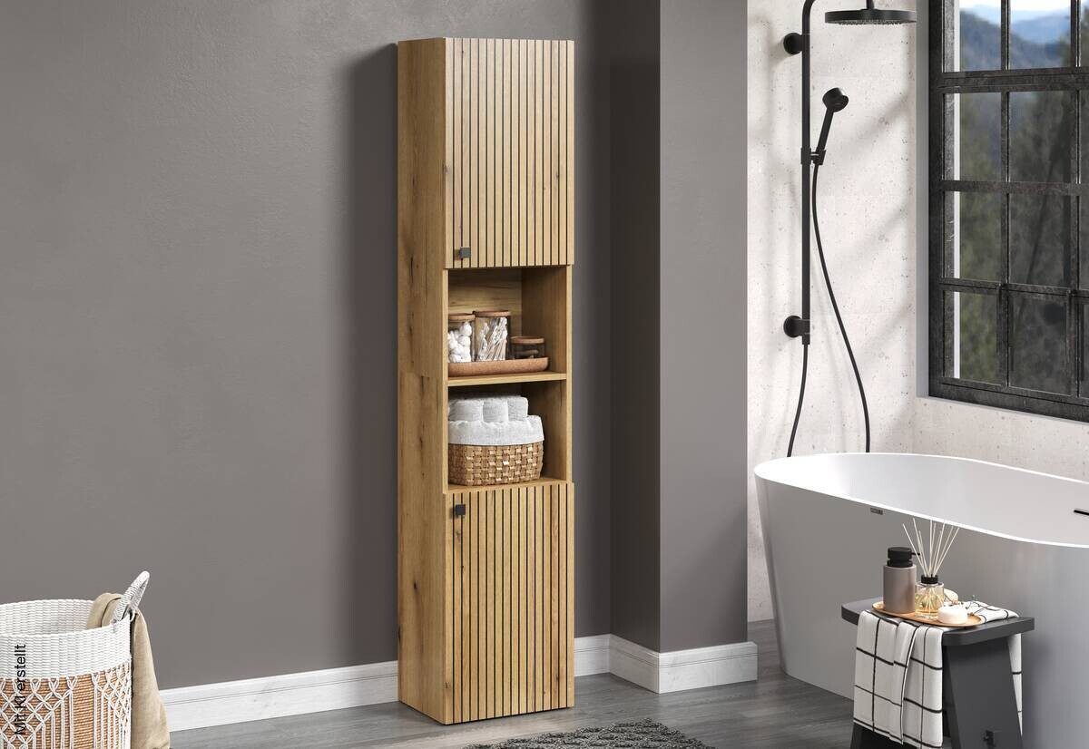Hochschrank Pure Bliss Eiche Evoke Oak Nachbildung schwarz B/H/T: ca. 40x186x31 cm