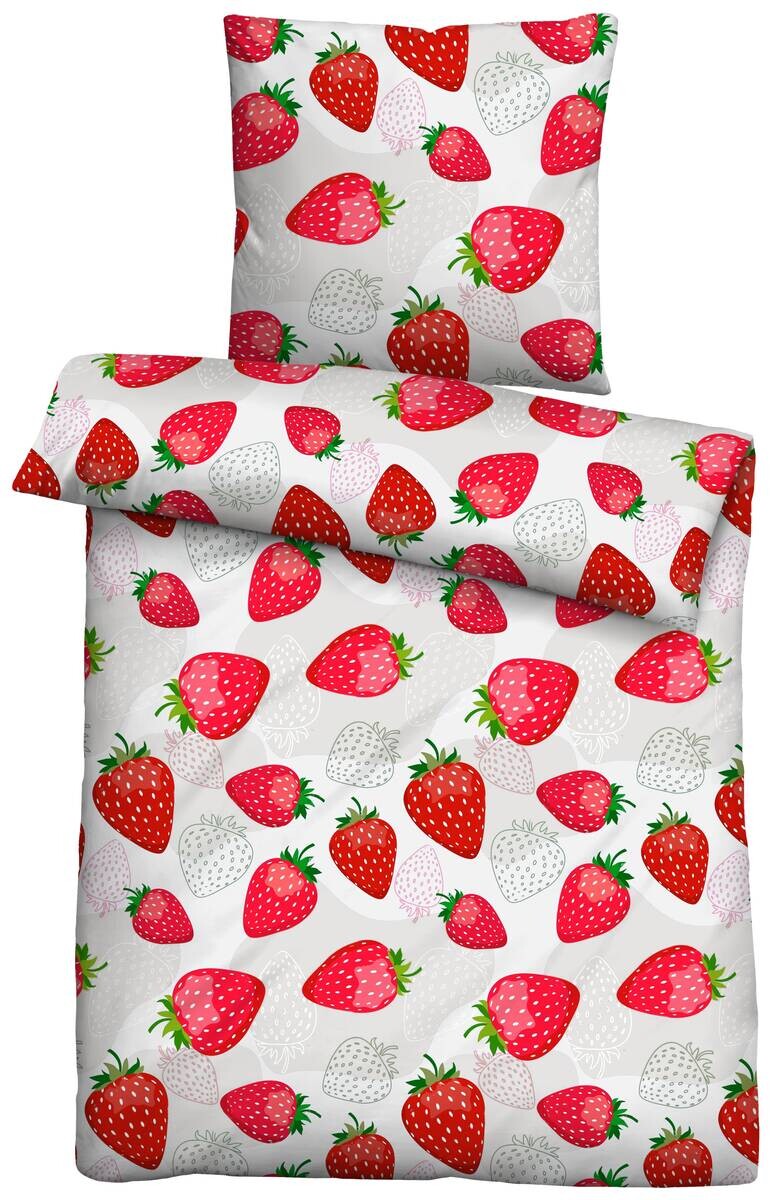 Microfaser Bettwäsche weiß rot 100% Polyester B/L: ca. 135x200 cm